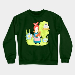 Garden woman with chicken Crewneck Sweatshirt